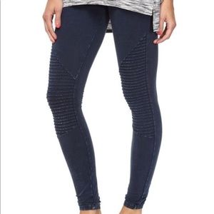 Washed Denim Moto Leggings
